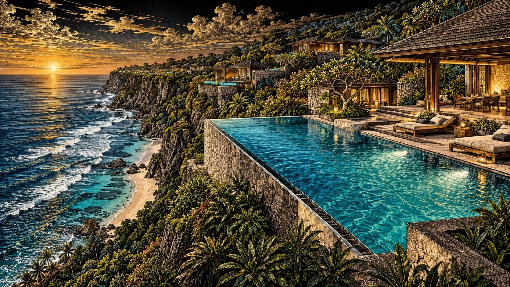 Illustration of Clifftop Infinity Pool at Six Senses Uluwatu