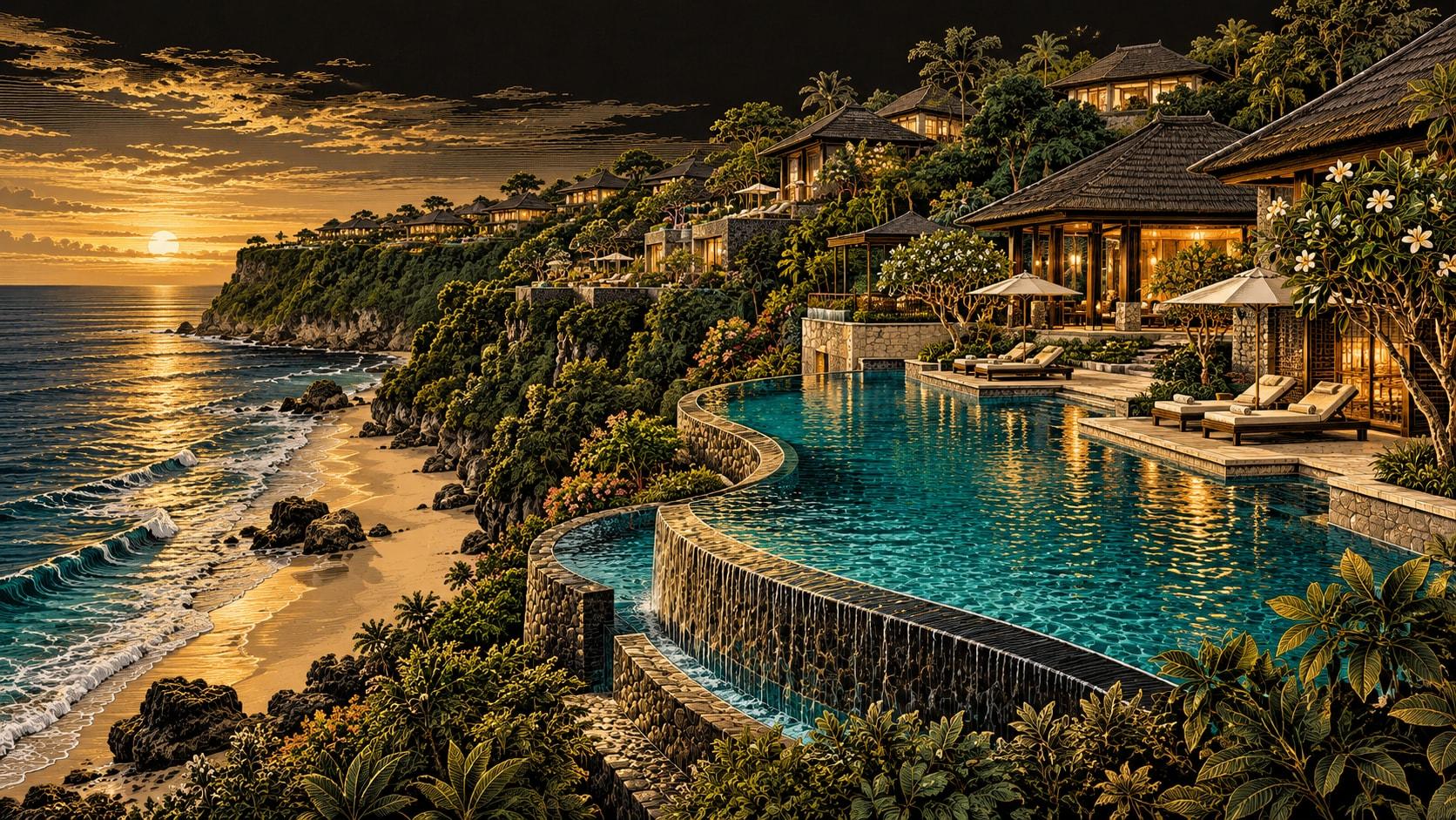 Illustration of Beachfront Pool at The Ritz-Carlton, Bali