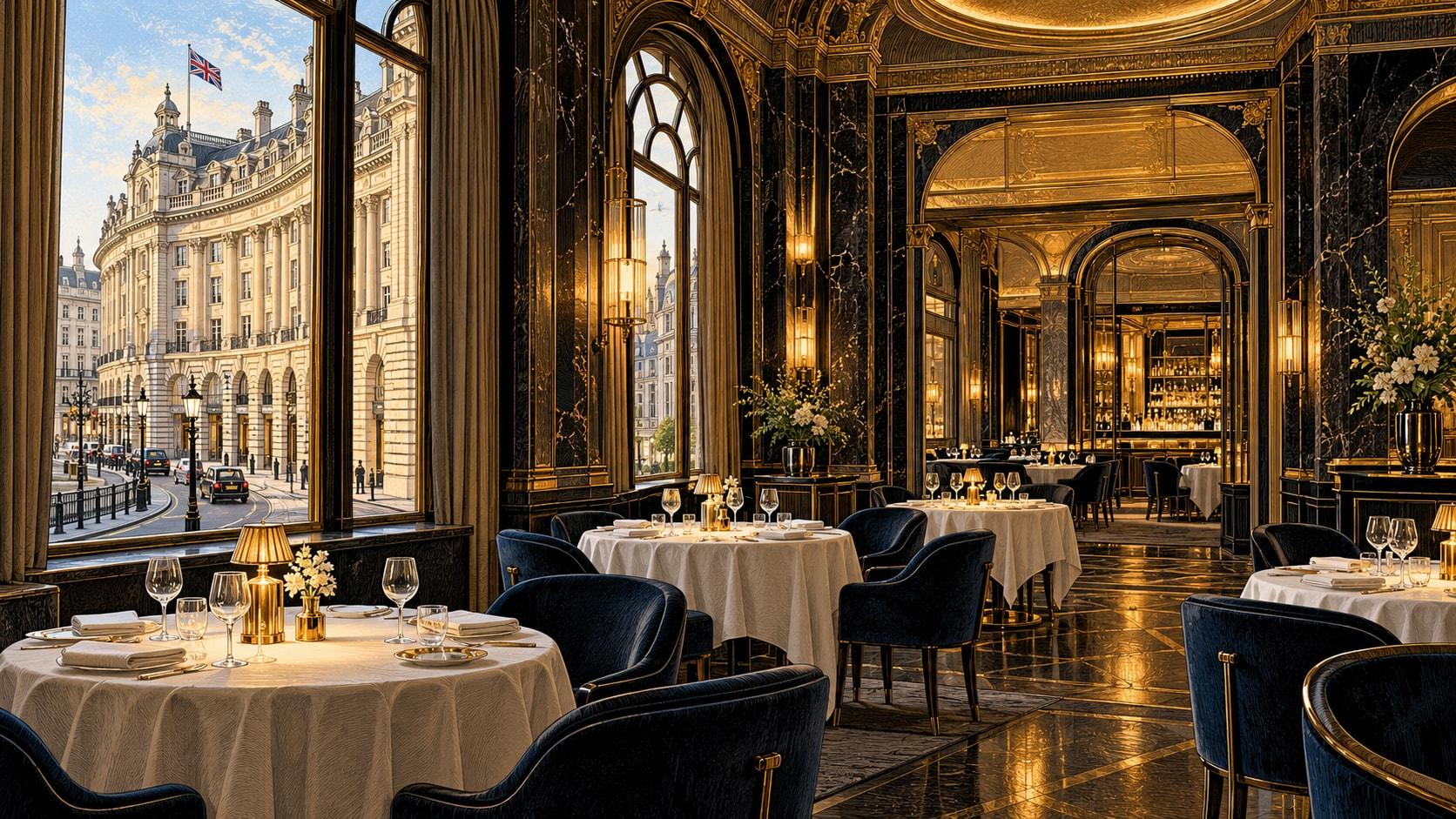 Illustration of Alex Dilling at Hotel Café Royal dining scene