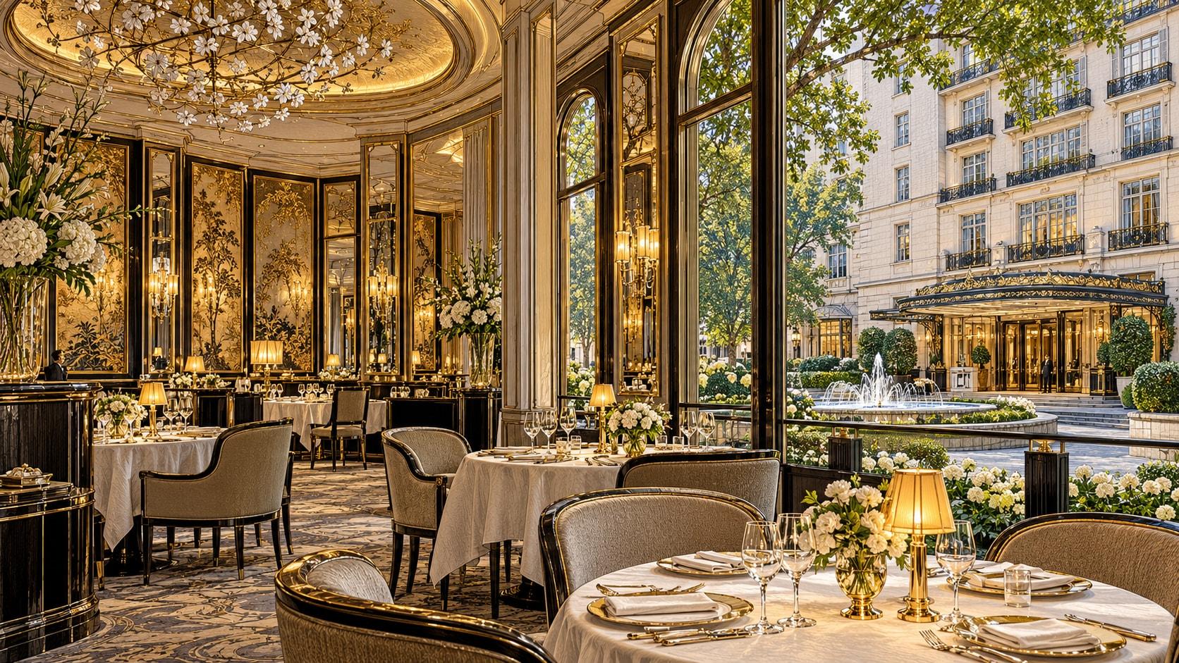 Illustration of Alain Ducasse at The Dorchester dining scene