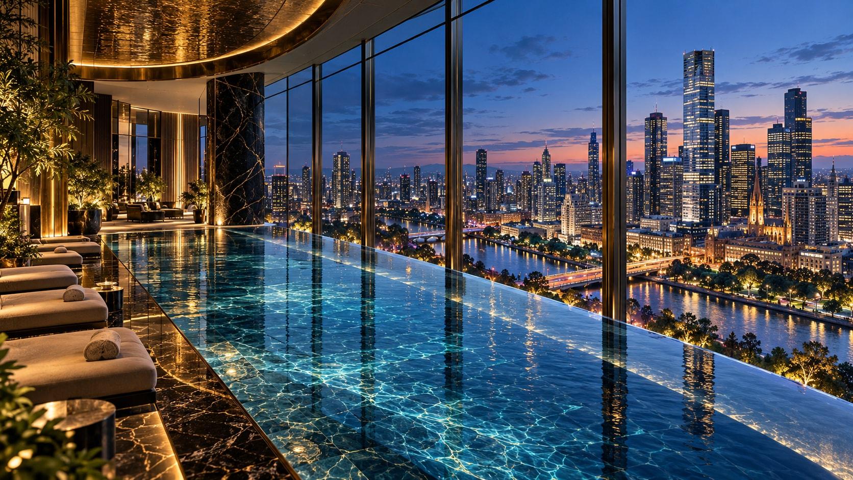 Illustration of Level 64 Infinity Pool at The Ritz-Carlton, Melbourne