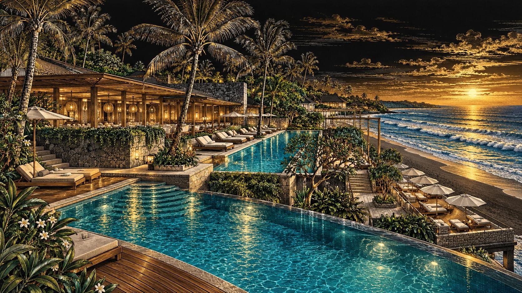 Illustration of Beach Club & Resort Pools at COMO Uma Canggu