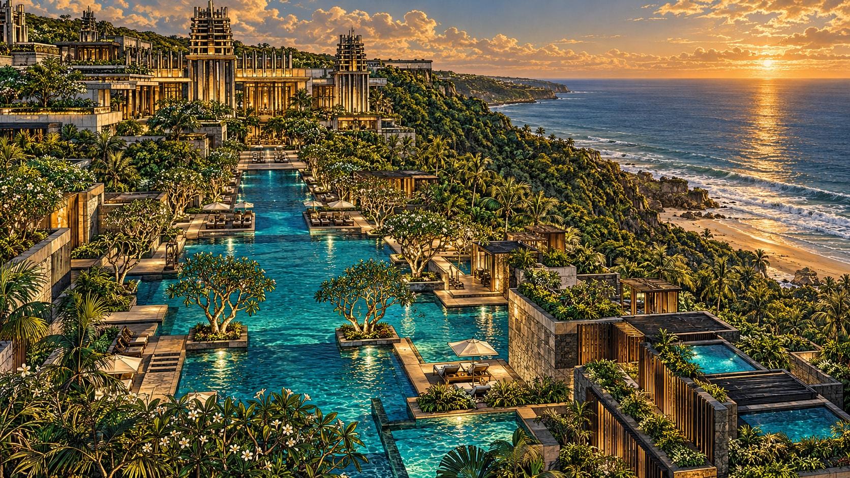Illustration of Ocean-facing Main Pool at The Apurva Kempinski Bali