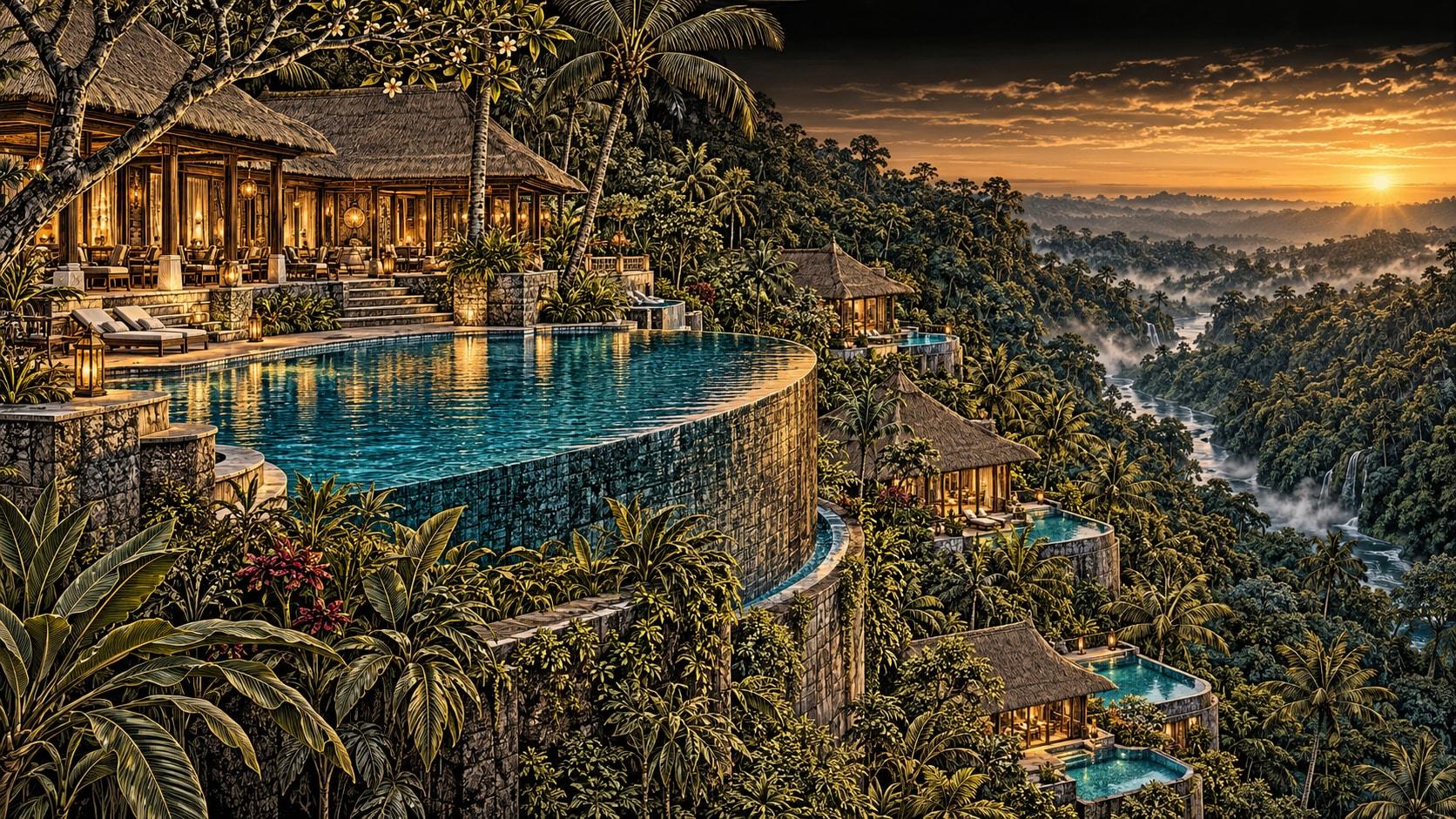 Illustration of Valley-view Pool at Viceroy Bali