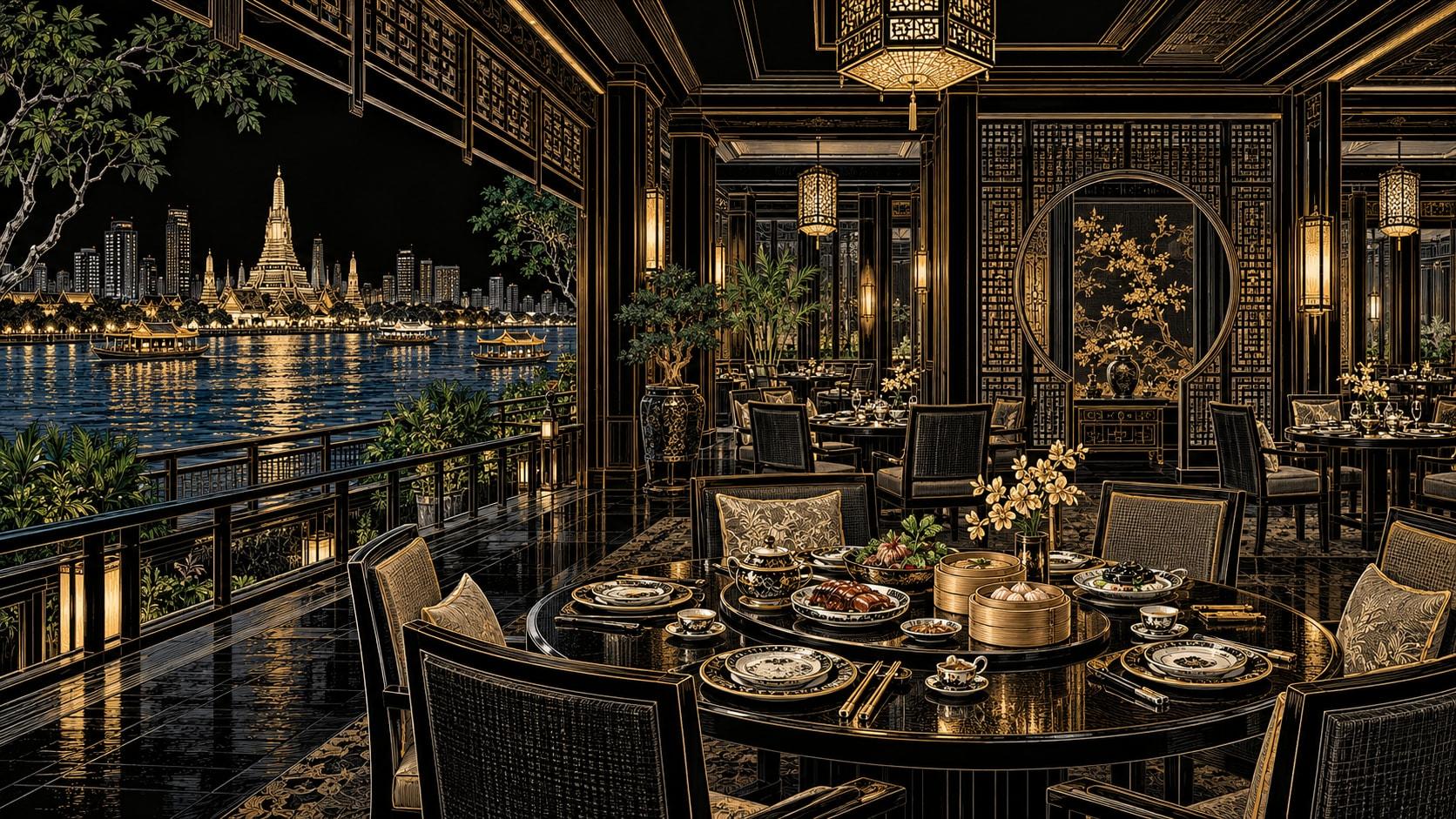 Illustration of Mei Jiang dining scene