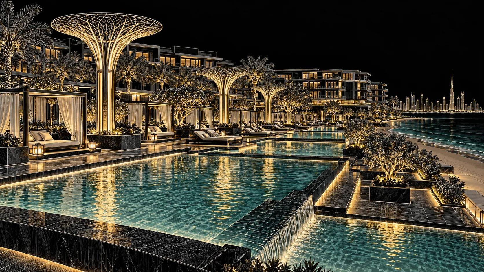 Illustration of Beachfront Pool Deck at Mandarin Oriental Jumeira