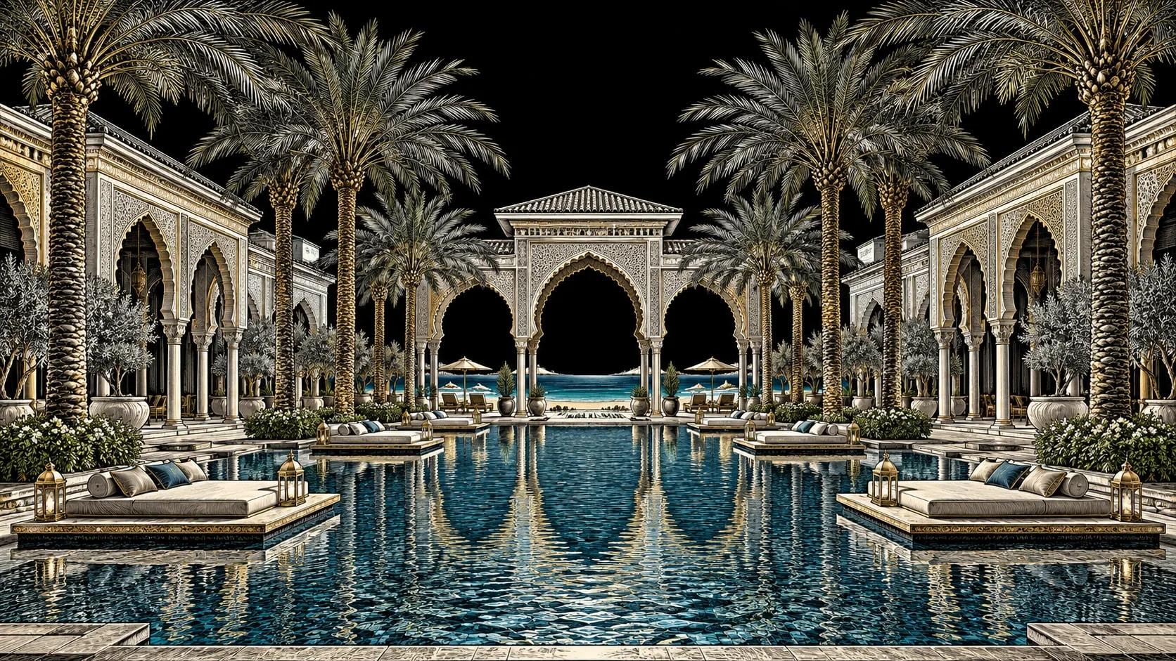 Illustration of Main Grand Pool at One&Only The Palm