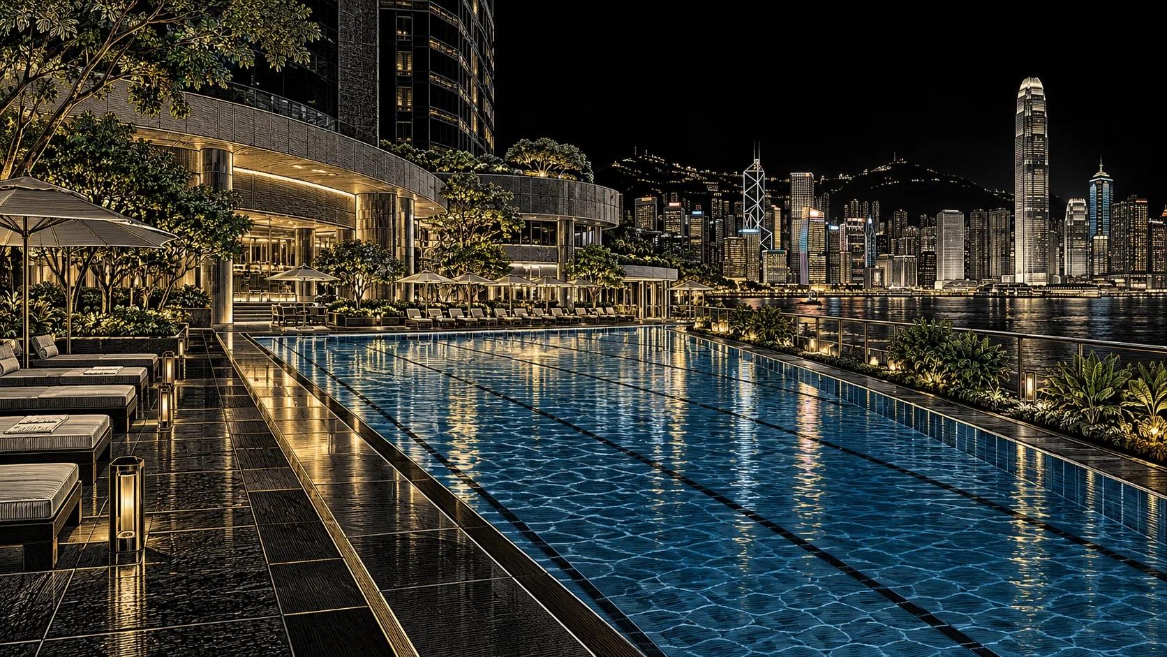 Illustration of Garden Terrace Pool at Grand Hyatt Hong Kong