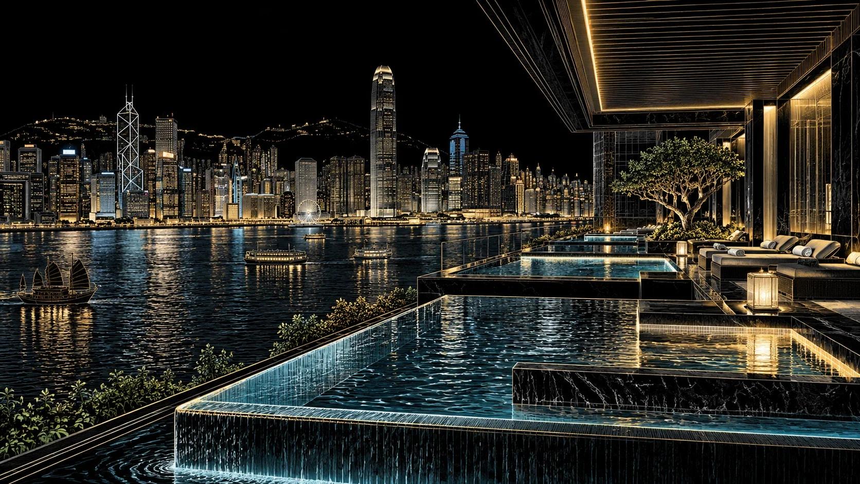 Illustration of Harbourview Infinity Spa Pools at Regent Hong Kong