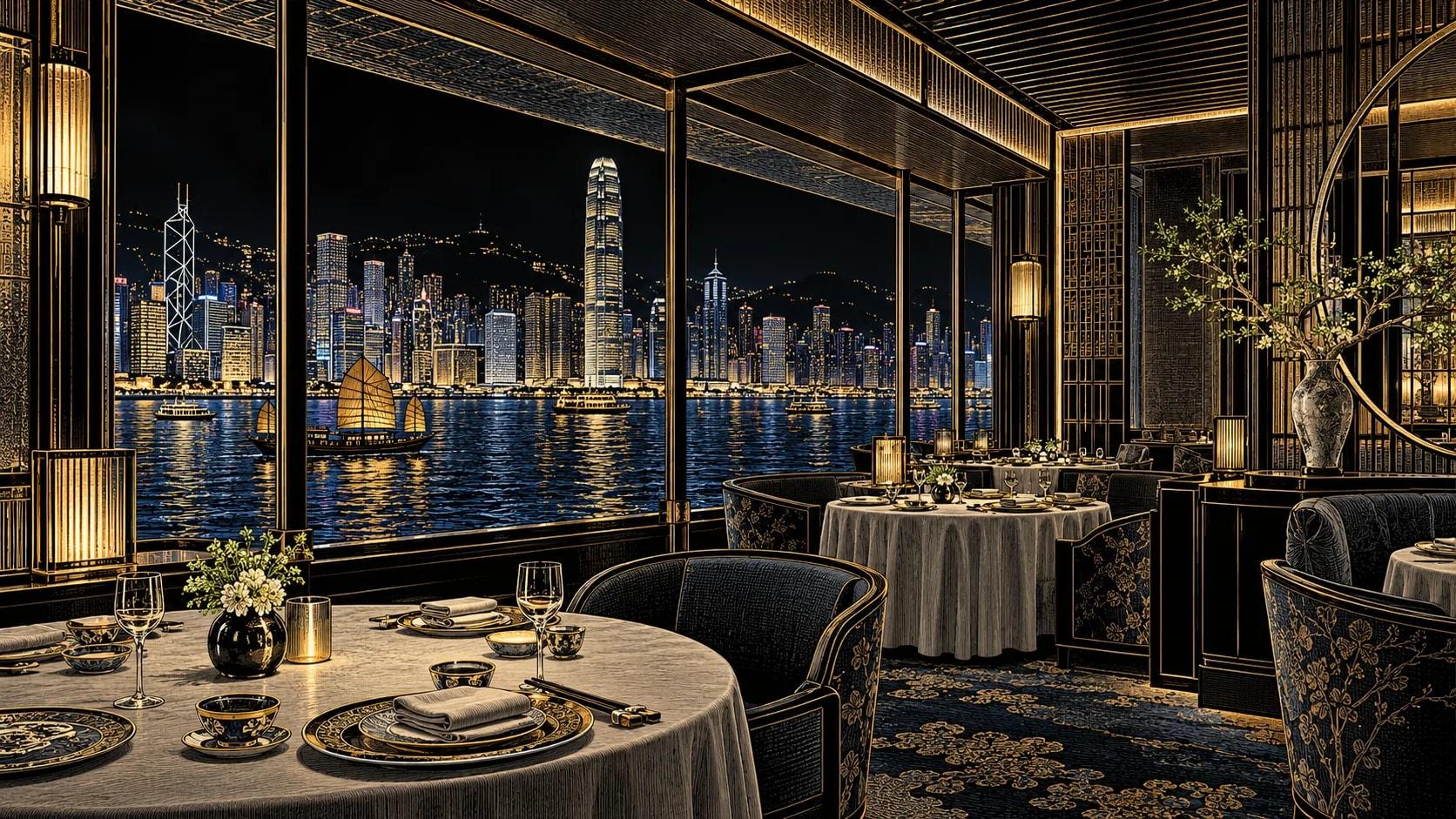 Illustration of Lai Ching Heen dining scene