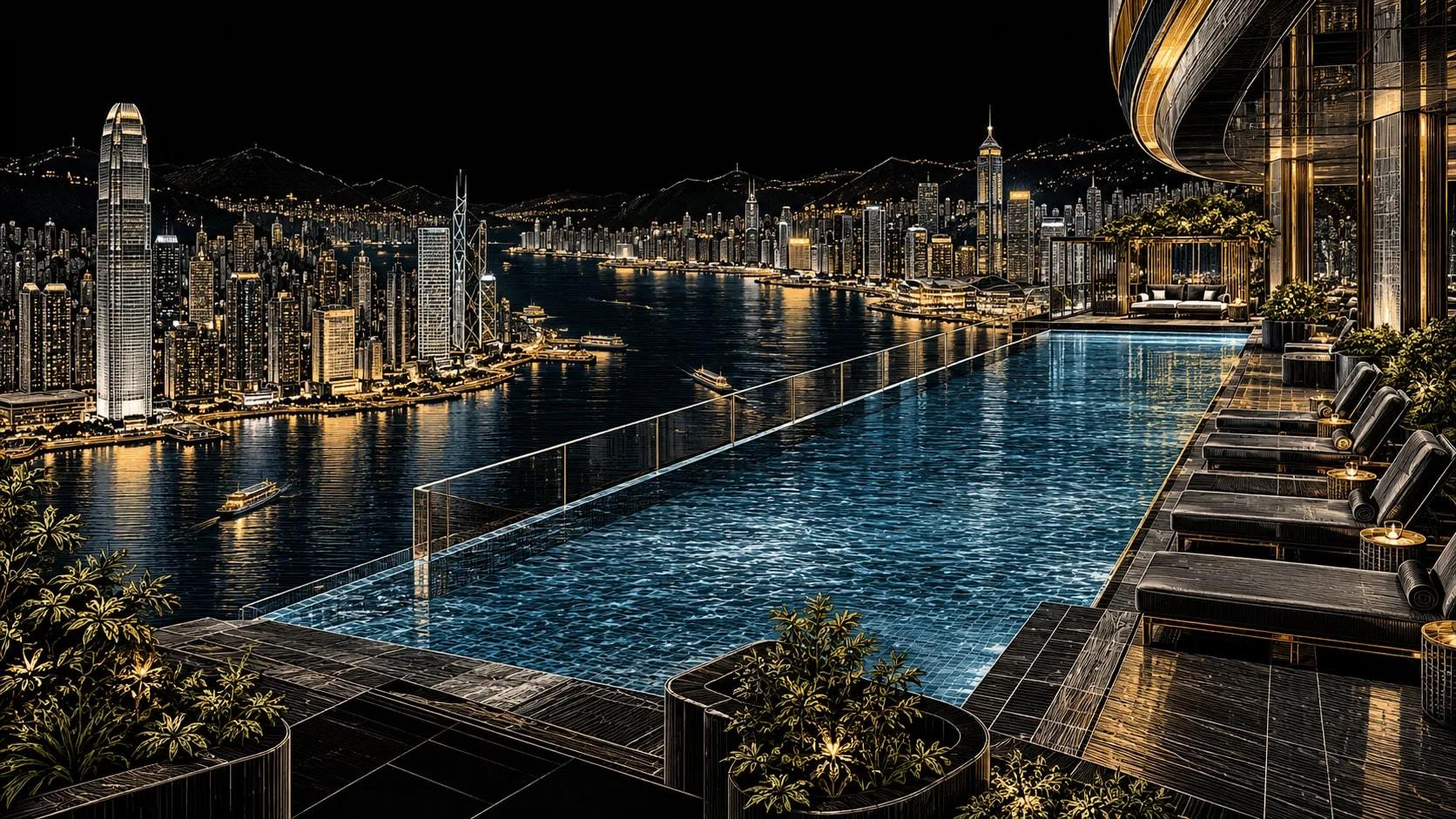 Illustration of WET Rooftop Pool at W Hong Kong