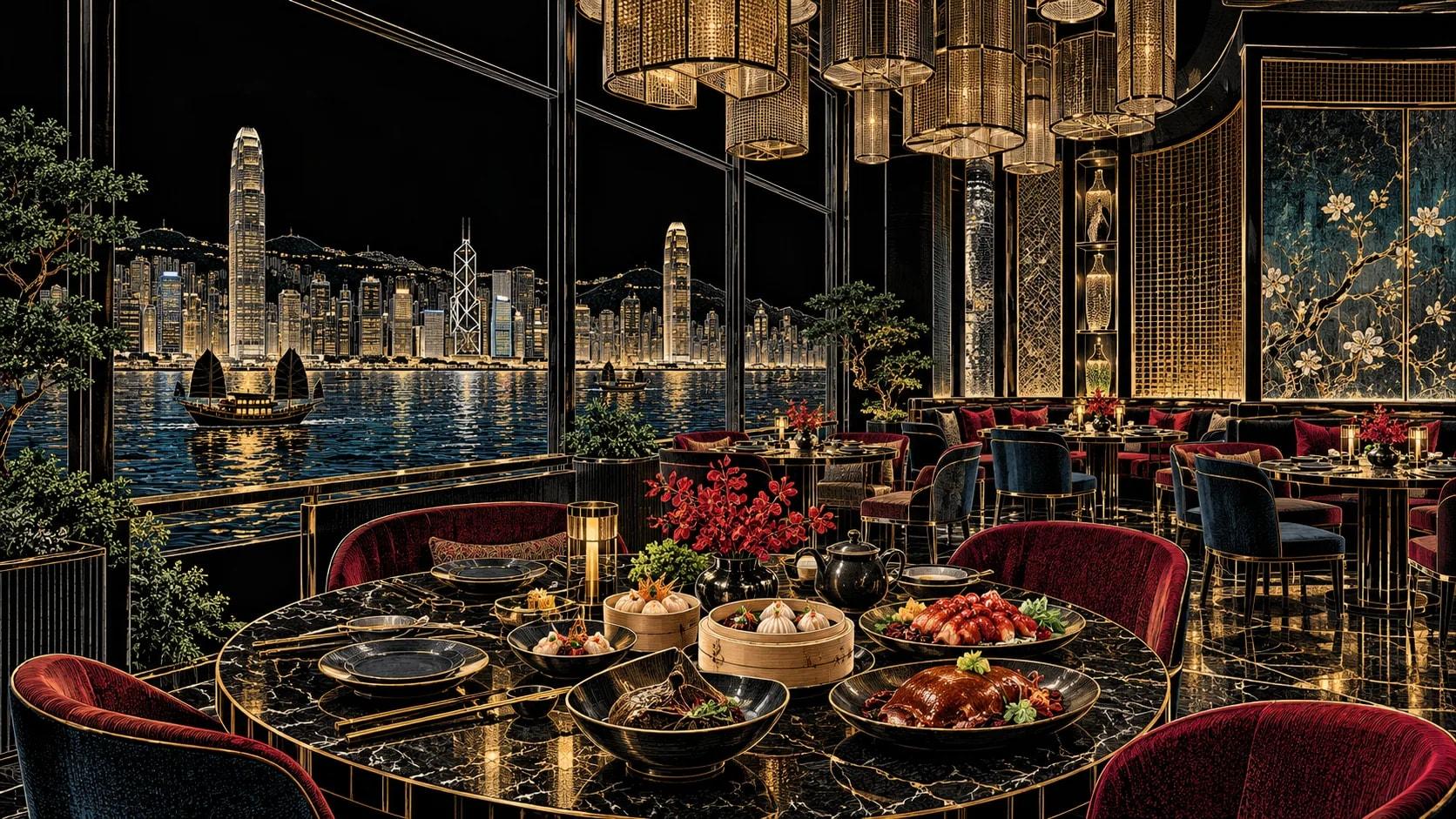 Illustration of Sing Yin Cantonese Dining dining scene