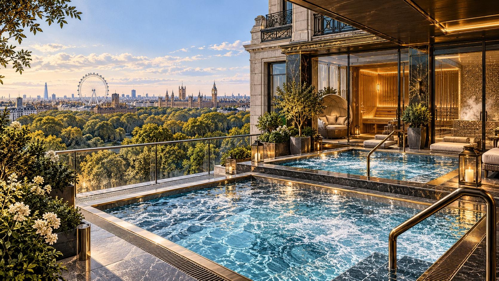 Illustration of Rooftop Vitality Pools at Four Seasons Hotel London at Park Lane
