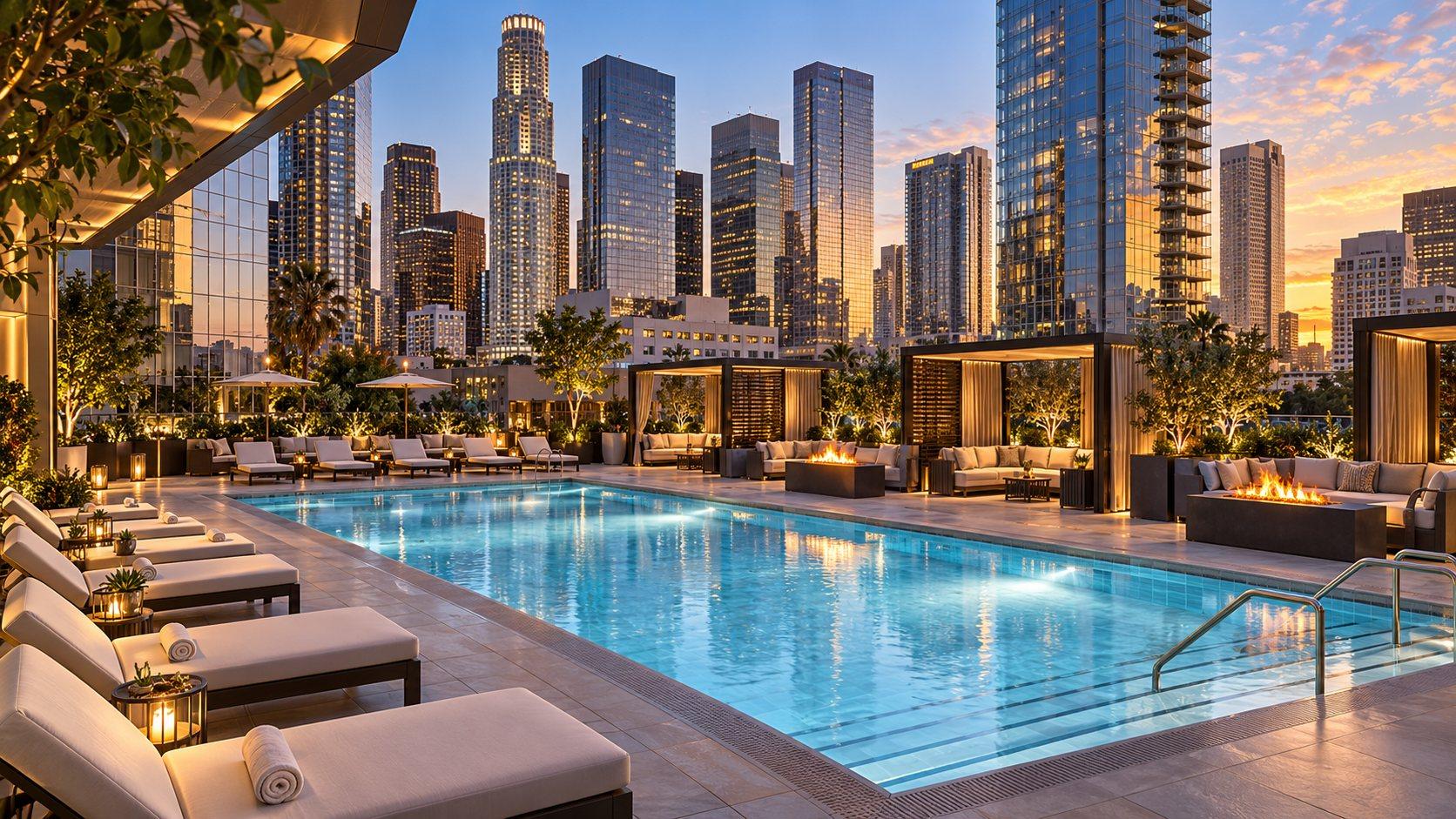 Illustration of Level 7 Rooftop Pool at InterContinental Los Angeles Downtown