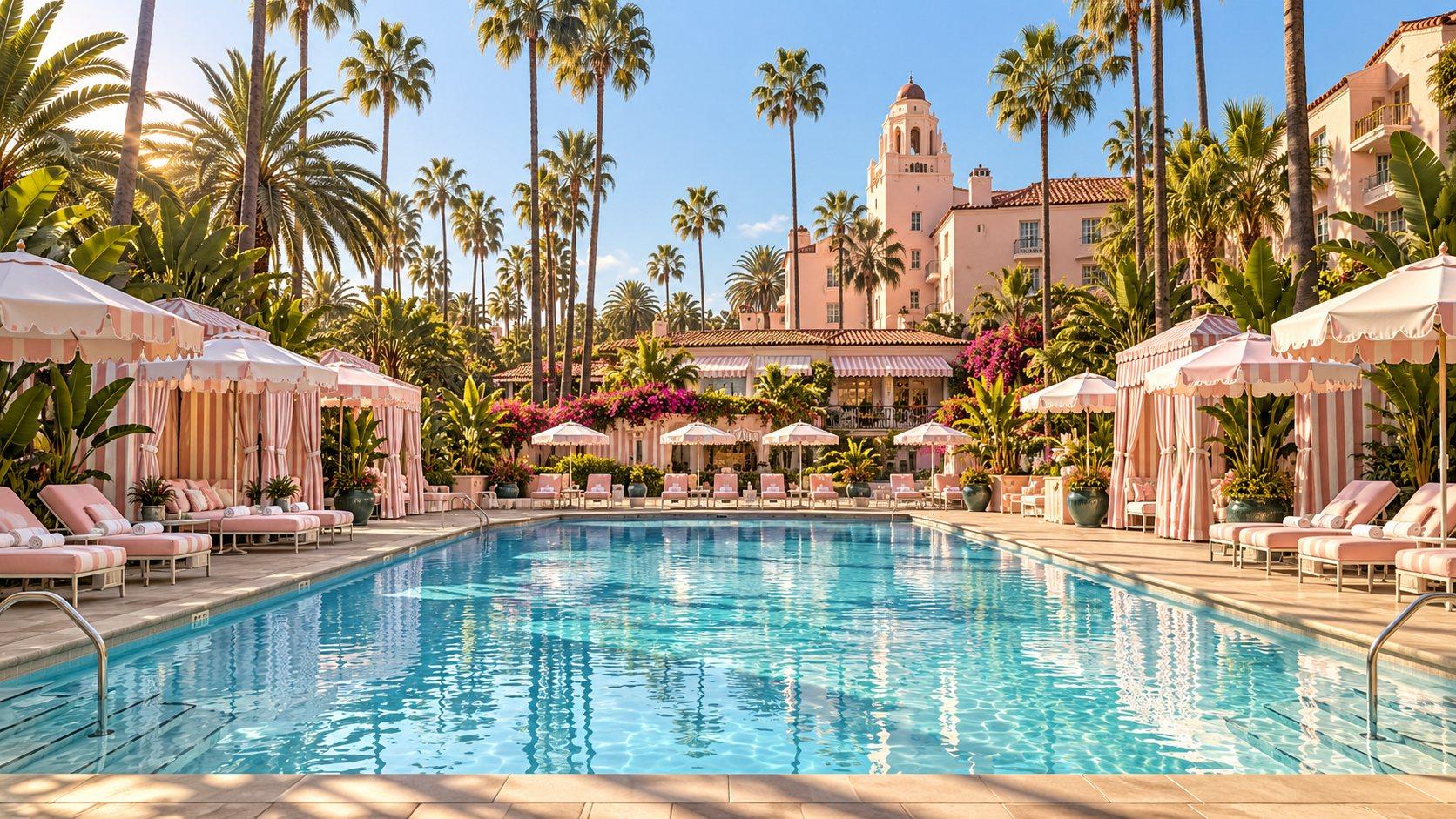 Illustration of The Main Pool at The Beverly Hills Hotel