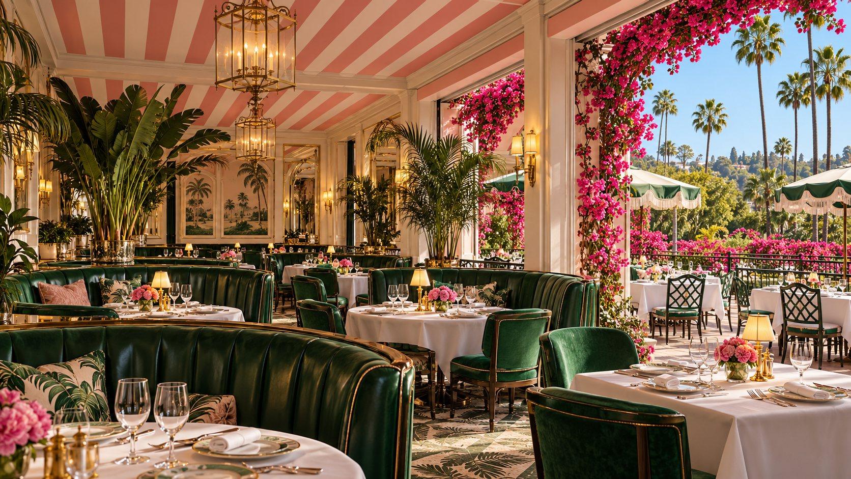 Illustration of The Polo Lounge dining scene