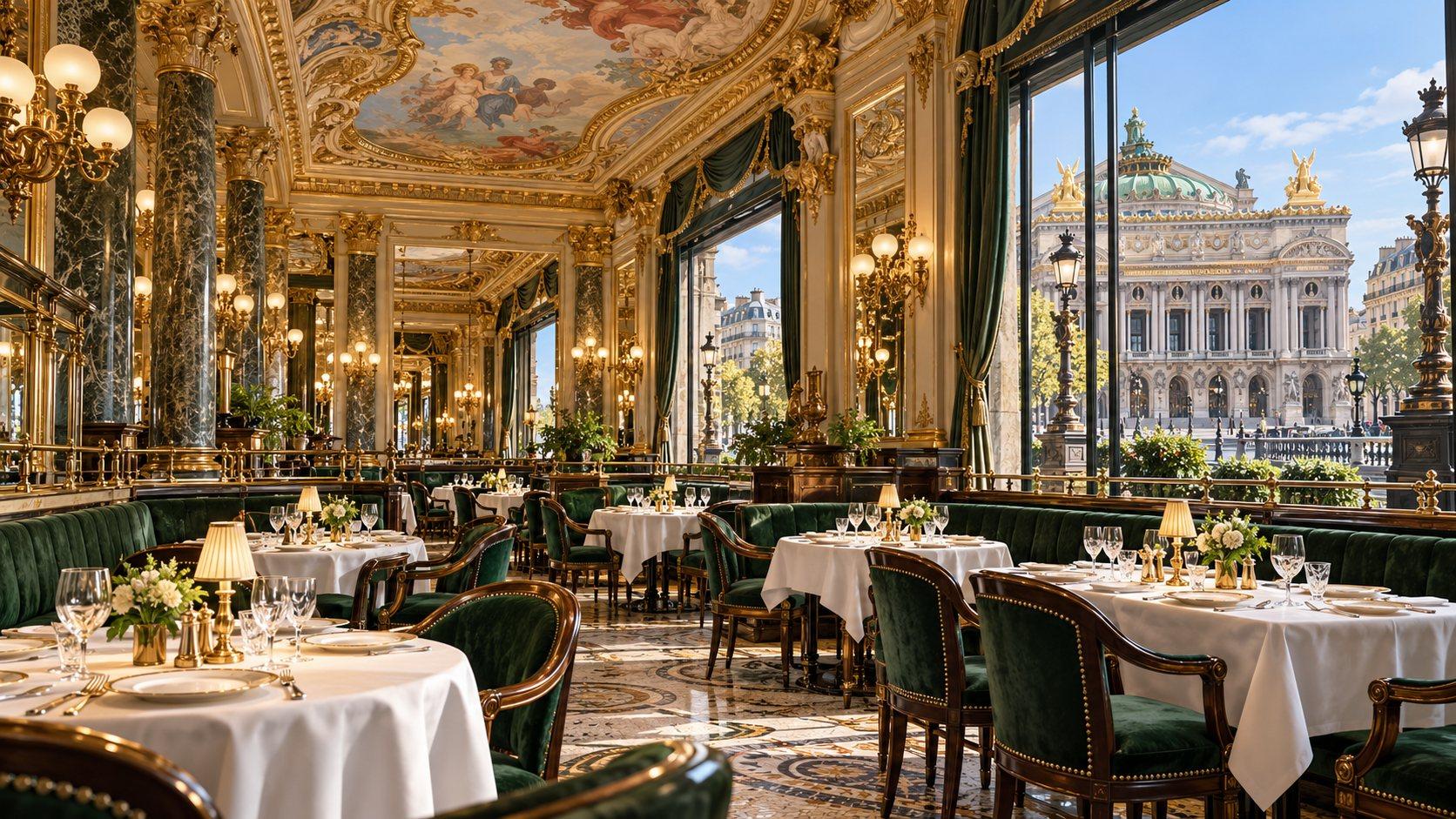 Illustration of Café de la Paix dining scene