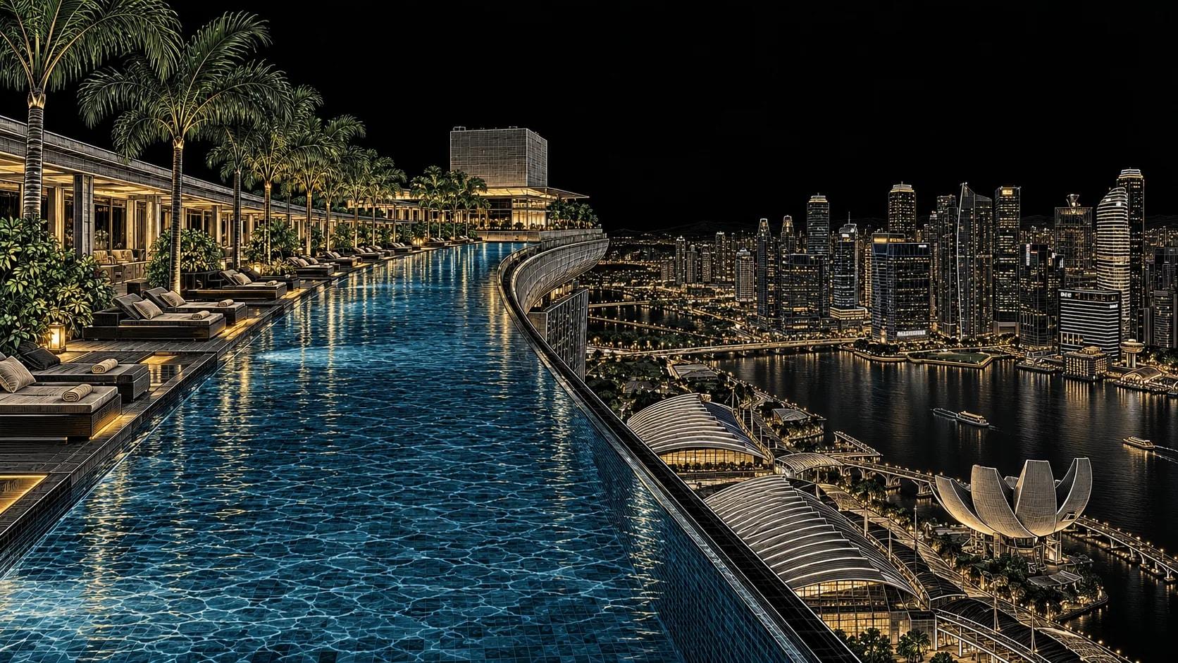 Illustration of SkyPark Infinity Pool at Marina Bay Sands