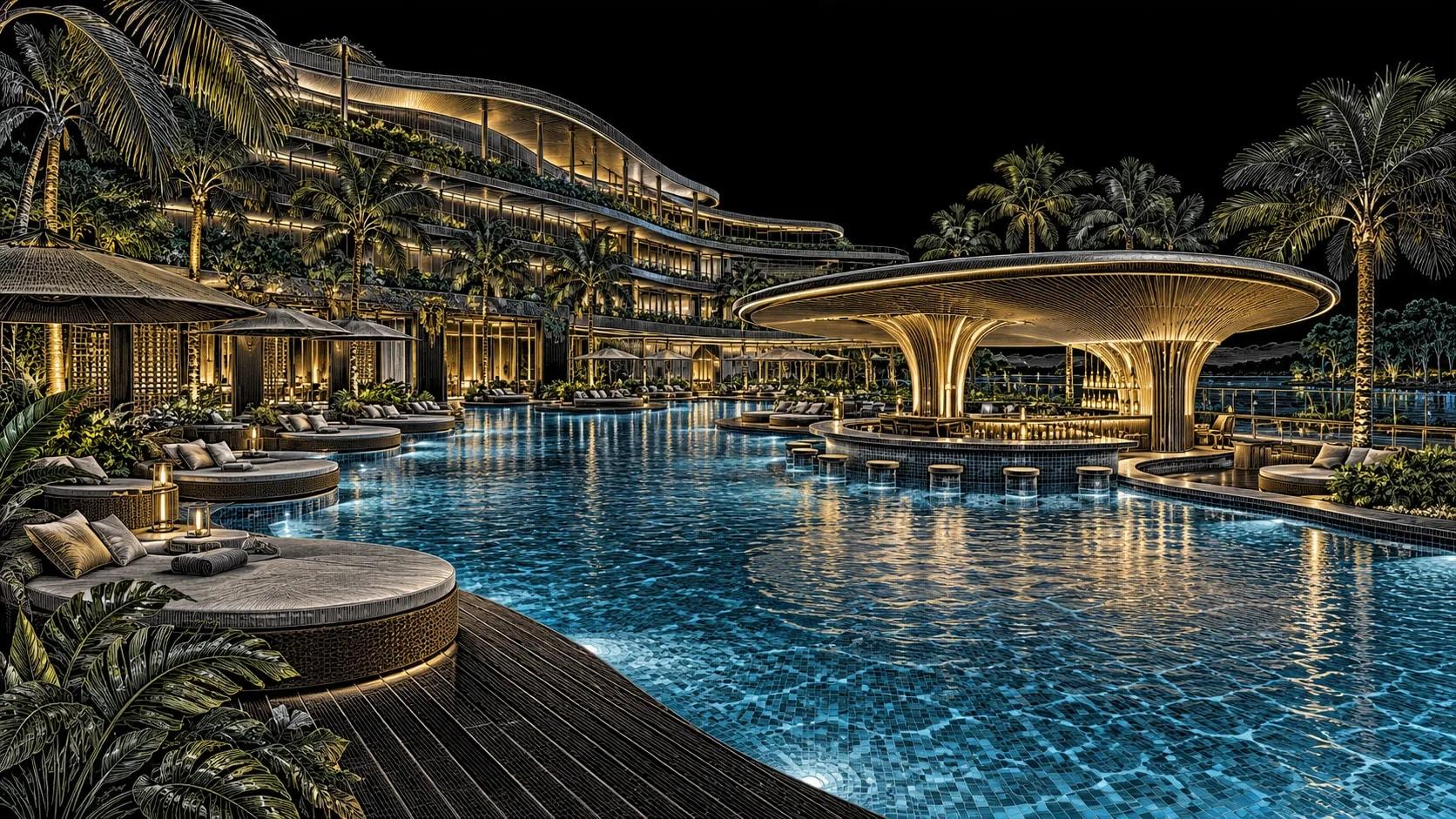Illustration of WET Pool at W Singapore - Sentosa Cove