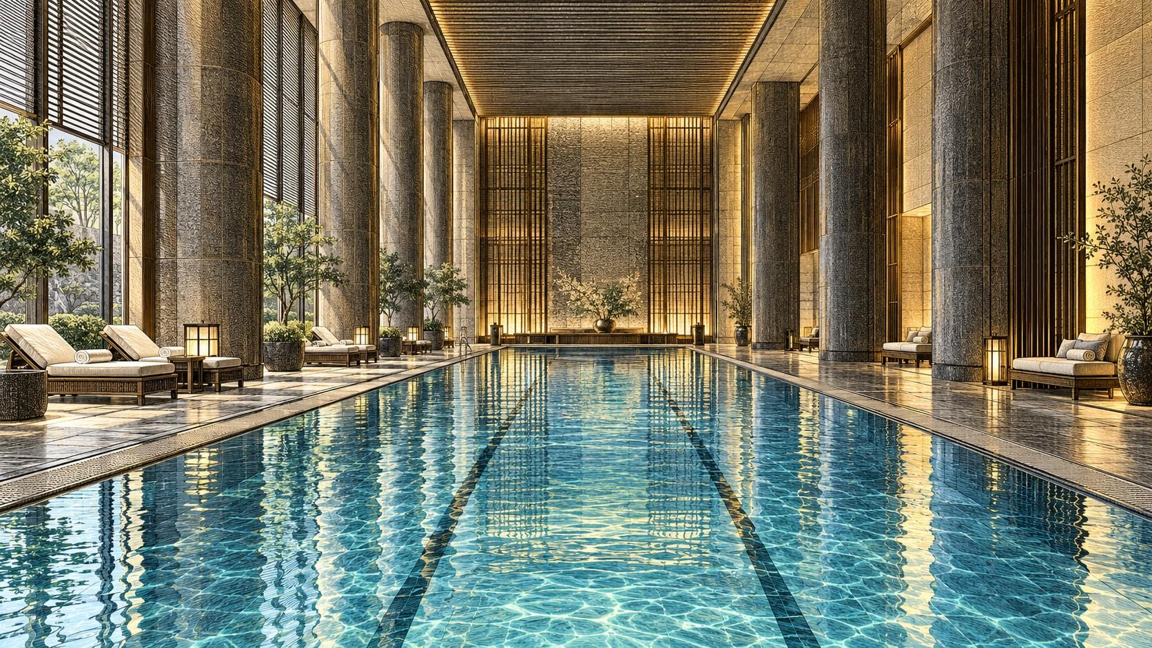 Illustration of The Peninsula Health Club Pool at The Peninsula Tokyo